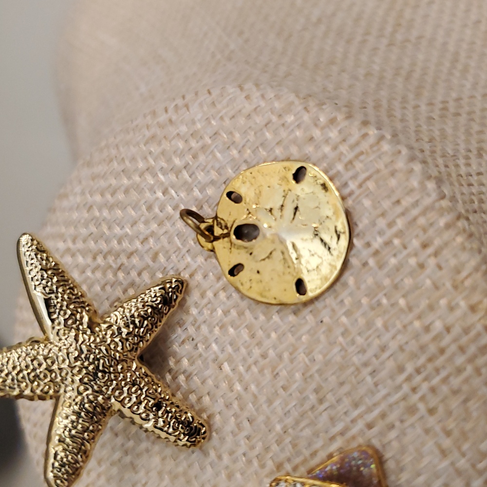 Rhinestone Glitter Flip Flop and Sand Dollar Pendant Set - Picture 4 of 7